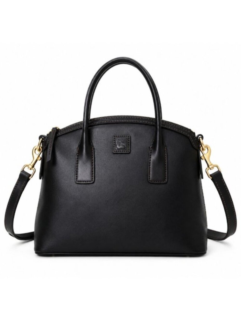 Dooney & Bourke Florentine Domed Satchel Black Black Leather Crossbody Bag NWT